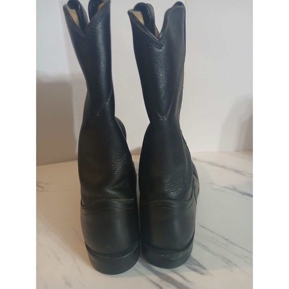 Justin 3703L Cora Women's Classic Ropers Leather Cowboy Boots Black Size 7C - Picture 4 of 12
